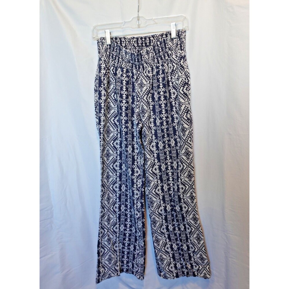 Stoosh Women's Wide Leg Boho Style Linen Lounge Pants Aztec Design Size L